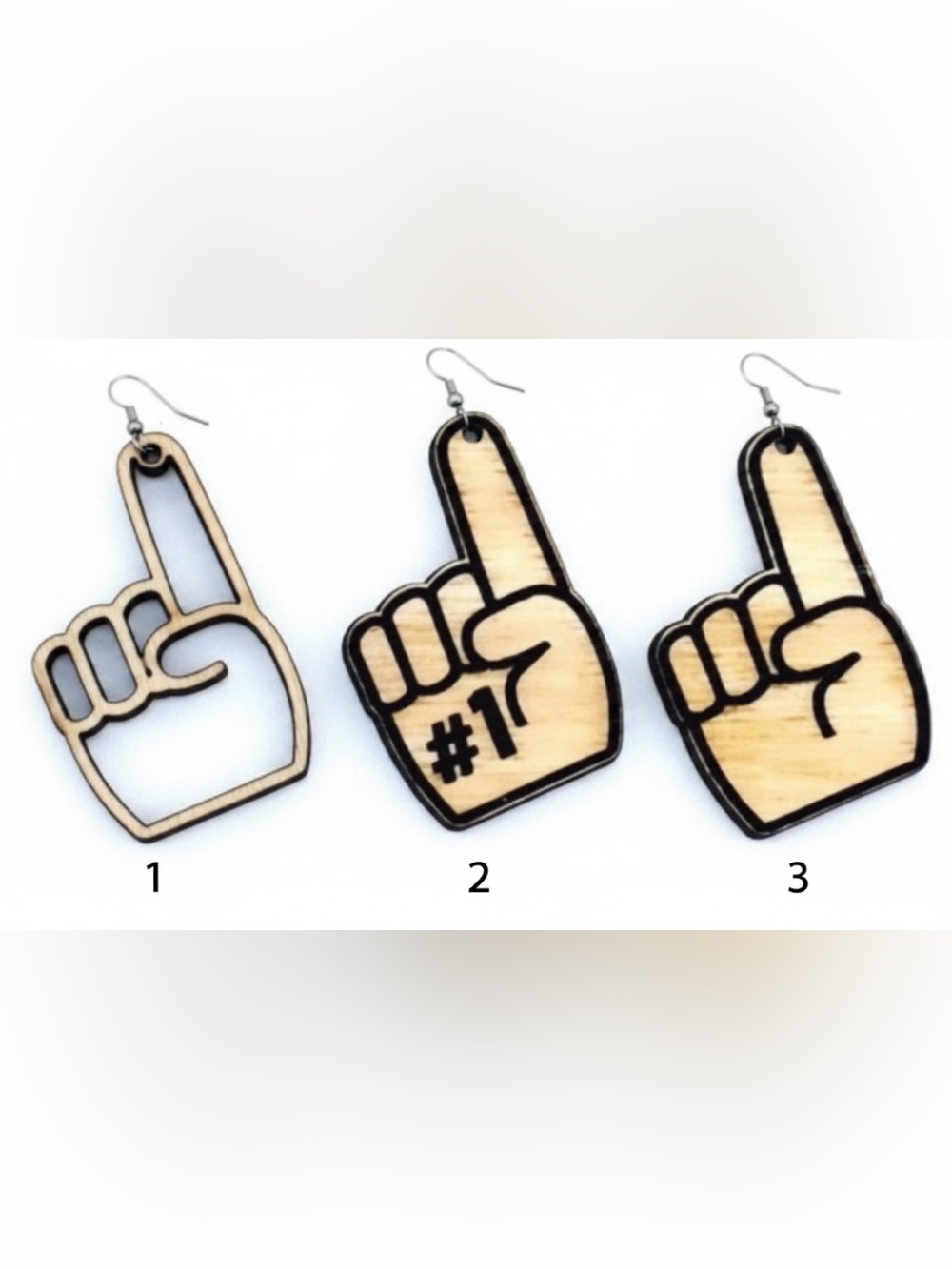 Fan Finger Wooden Earrings
